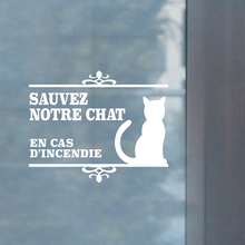 Charger l'image dans la galerie, Autocollant blanc pour porte ou fenêtre – Sauvez notre chat en cas d’incendie