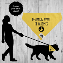 Charger l&#39;image dans la galerie, Foulard pour petit chien - DEMANDEZ AVANT DE CARESSER - pour chien anxieux réactif
