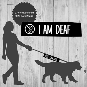 Set of leash sleeve and bandana - I AM DEAF