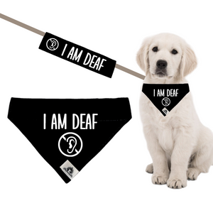 Set of leash sleeve and bandana - I AM DEAF
