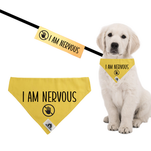 Set of leash sleeve and bandana - I AM NERVOUS