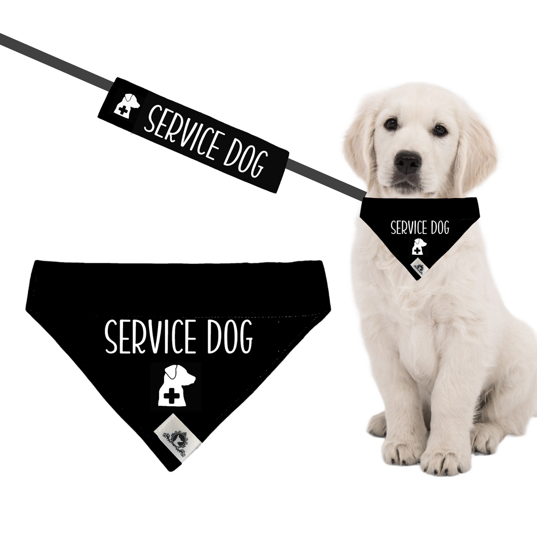 Set of leash sleeve and bandana - SERVICE DOG