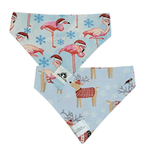 Charger l'image dans la galerie, Foulard 2 en 1 pour chat et petit chien - Flamants de Noël - N002
