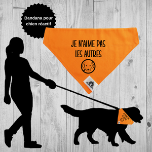 Foulard pour chien moyen - JE N'AIME PAS LES AUTRES - Chien anxieux réactif