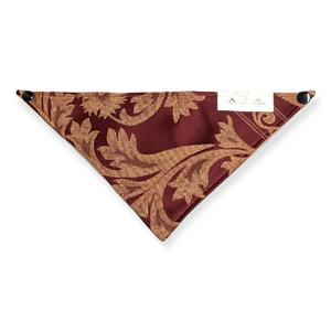 Foulard chic pour chat et petit chien - Chic rouge vin et or