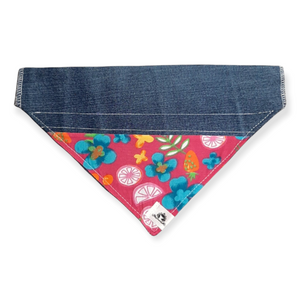 Foulard de jeans recyclés pour grand chien - Fiesta fushia