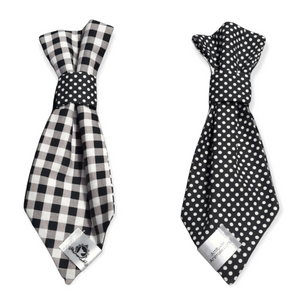 Cravate 2 en 1 - 8 po - Carreauté noir et blanc