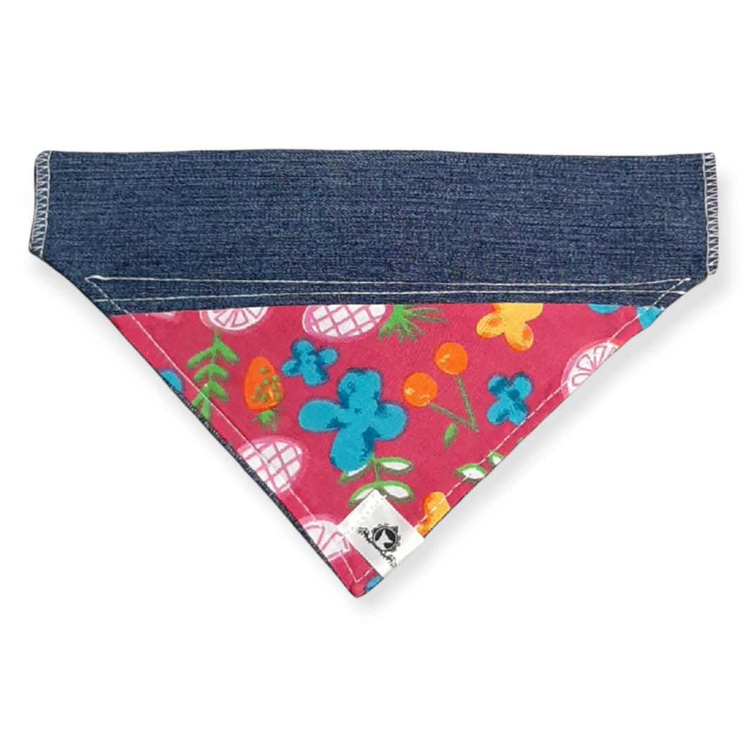 Foulard de jeans recyclés pour chien moyen - Fiesta fushia