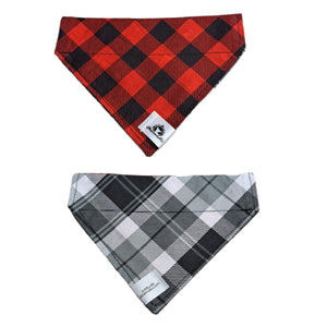 Foulard 2 en 1 pour chat et petit chien - Carreauté noir et rouge - N007