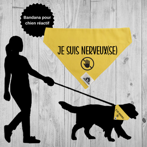 Foulard pour chien moyen - JE SUIS NERVEUX(SE) - Chien anxieux réactif