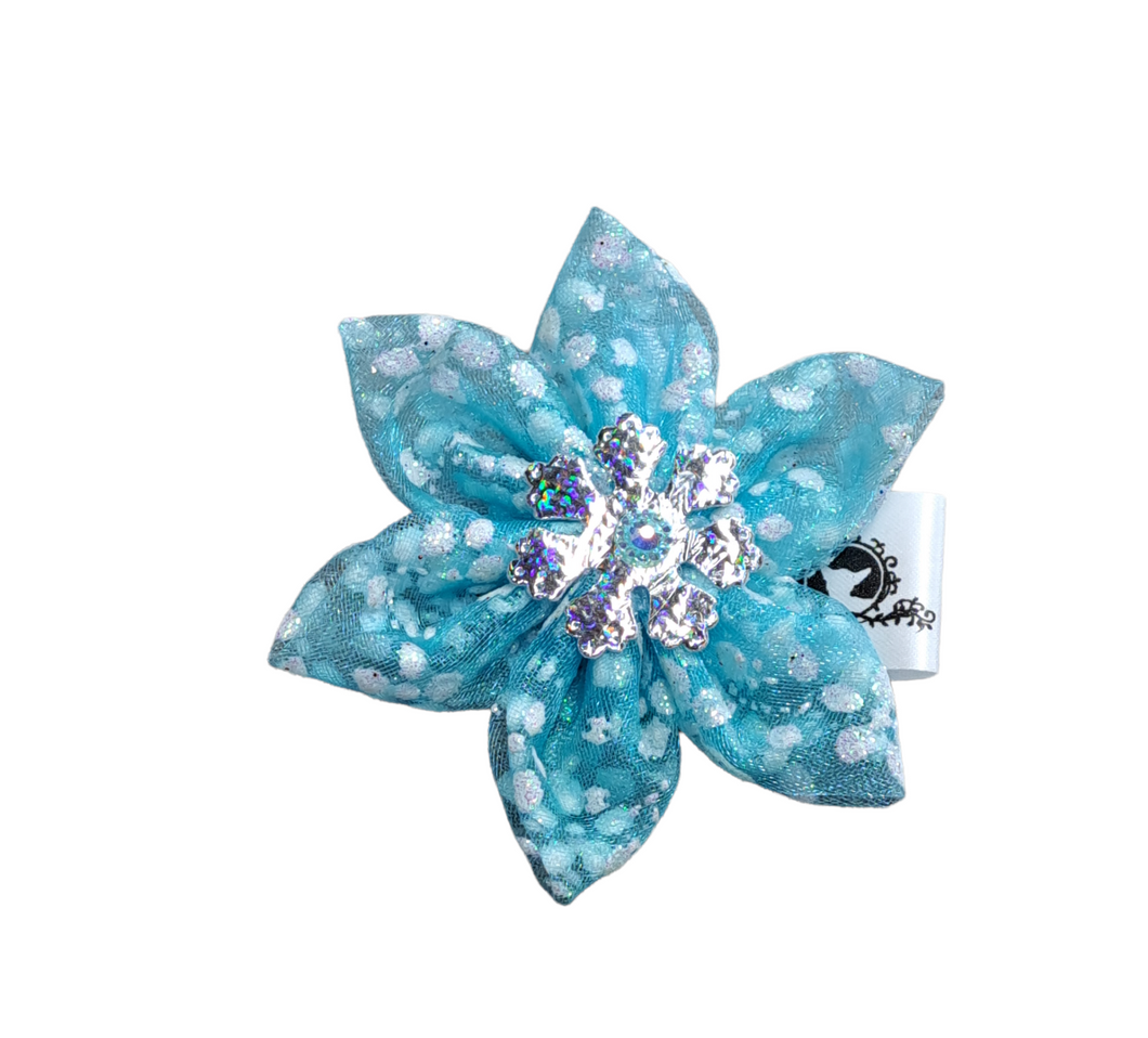 Fleur pour chien ou chat - Féérie de Noël bleu - no 121