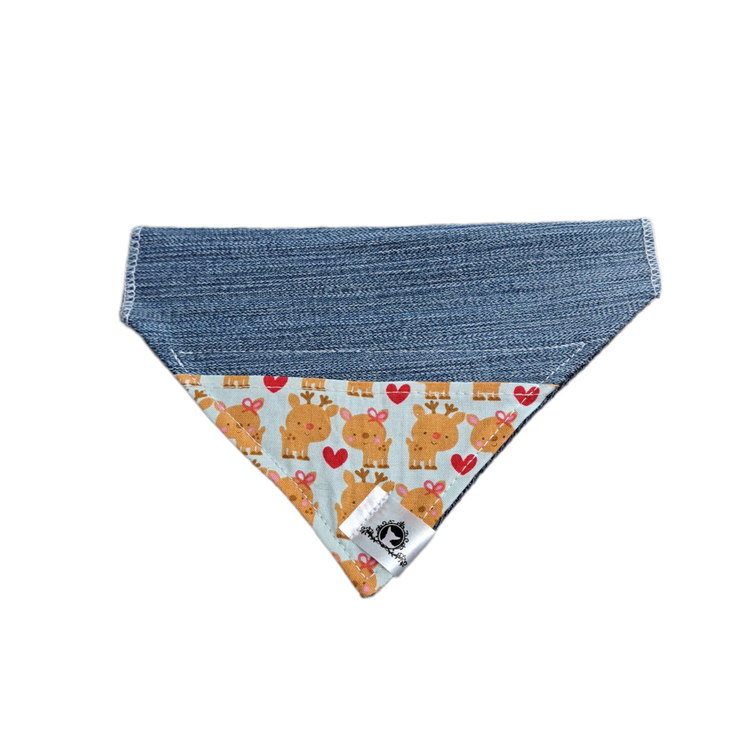 Foulard de jeans recyclés pour chat ou petit chien – Rennes de Noël - N009