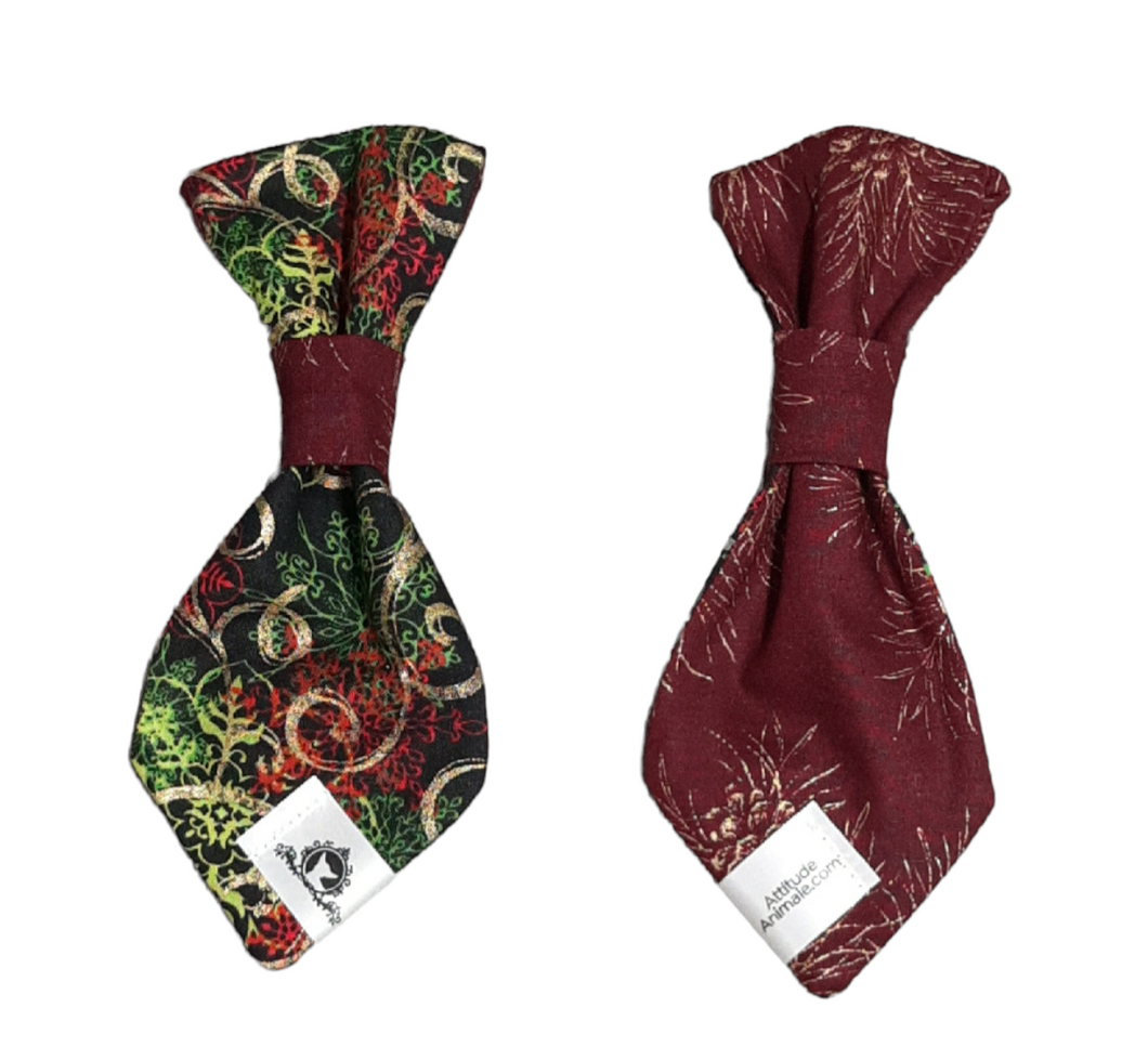 Cravate 2 en 1 - 6 po - Volutes dorées de Noël