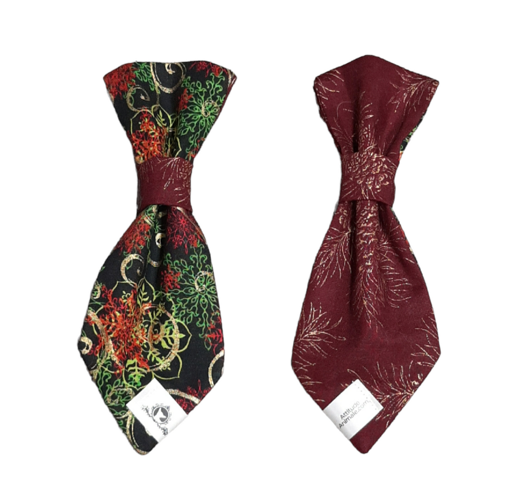 Cravate 2 en 1 - 8 po - Volutes dorées de Noël