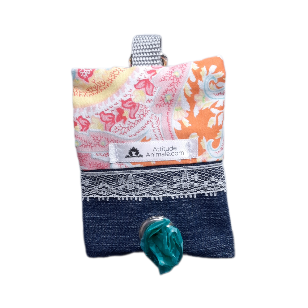 Porte-sac à déchets pour chien – Poop sac – Fleuri rose