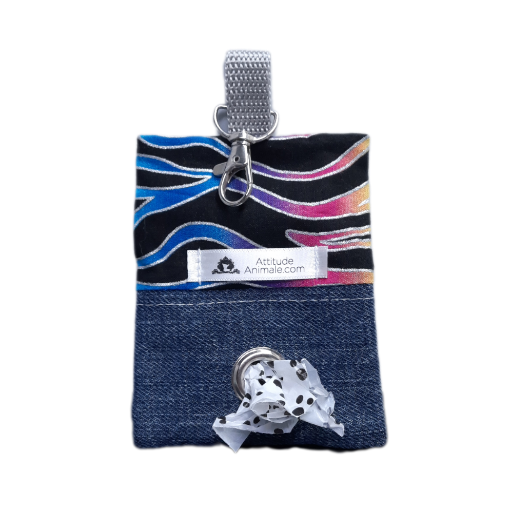 Porte-sac à déchets pour chien – Poop sac – Zèbre arc-en-ciel